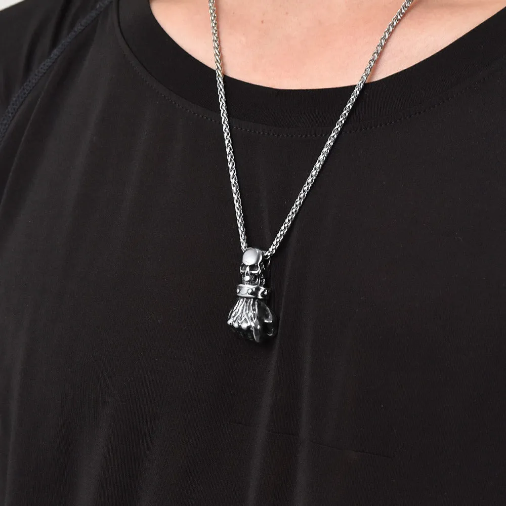 Flash Sale Punk Skull Fist Pendant Necklace for Men sold by FaithHeart product image thumbnail 3