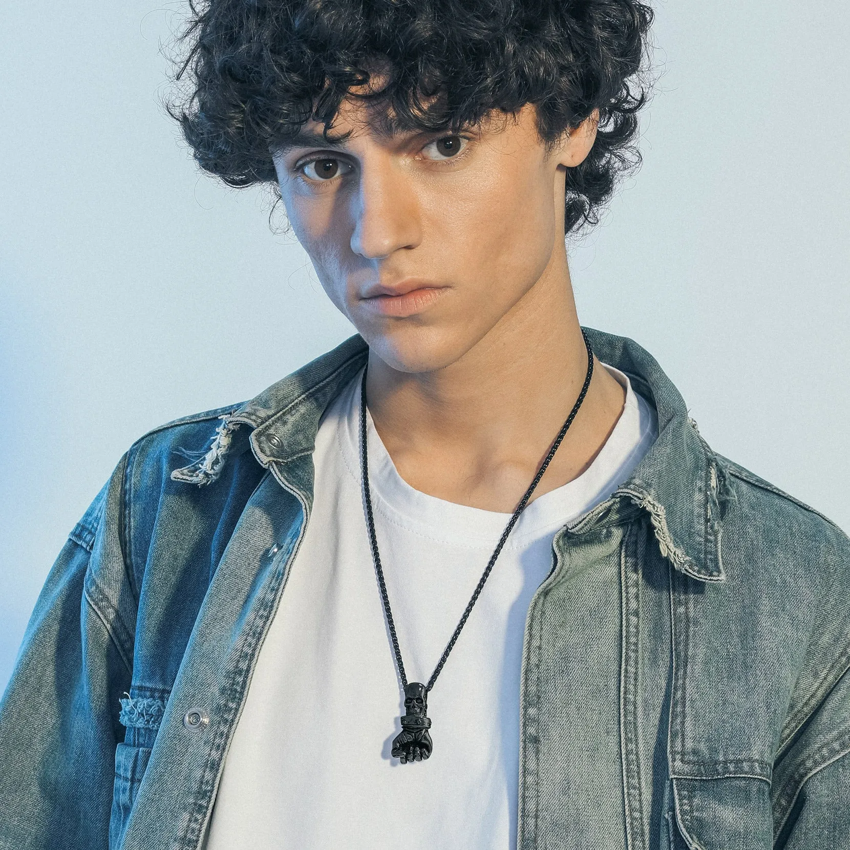 Flash Sale Punk Skull Fist Pendant Necklace for Men sold by FaithHeart product image thumbnail 2