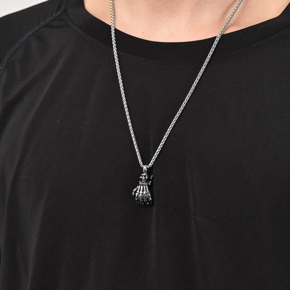 Gothic Skeleton Skull Hand Pendant Necklace sold by FaithHeart product image thumbnail 2