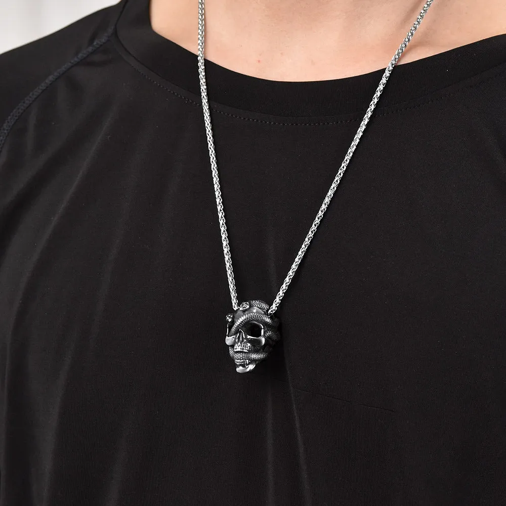 Gothic Snake Skull Pendant Necklace for Men sold by FaithHeart product image thumbnail 2