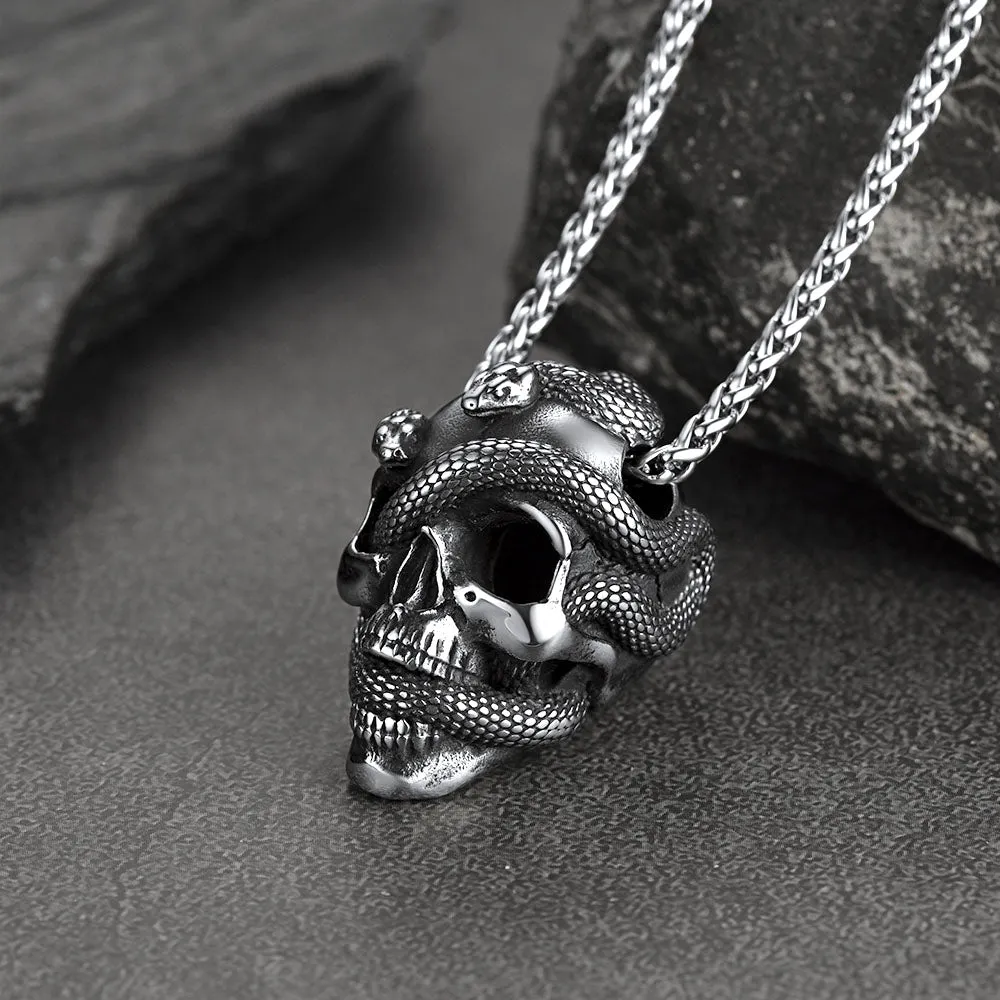 Gothic Snake Skull Pendant Necklace for Men sold by FaithHeart product image thumbnail 5