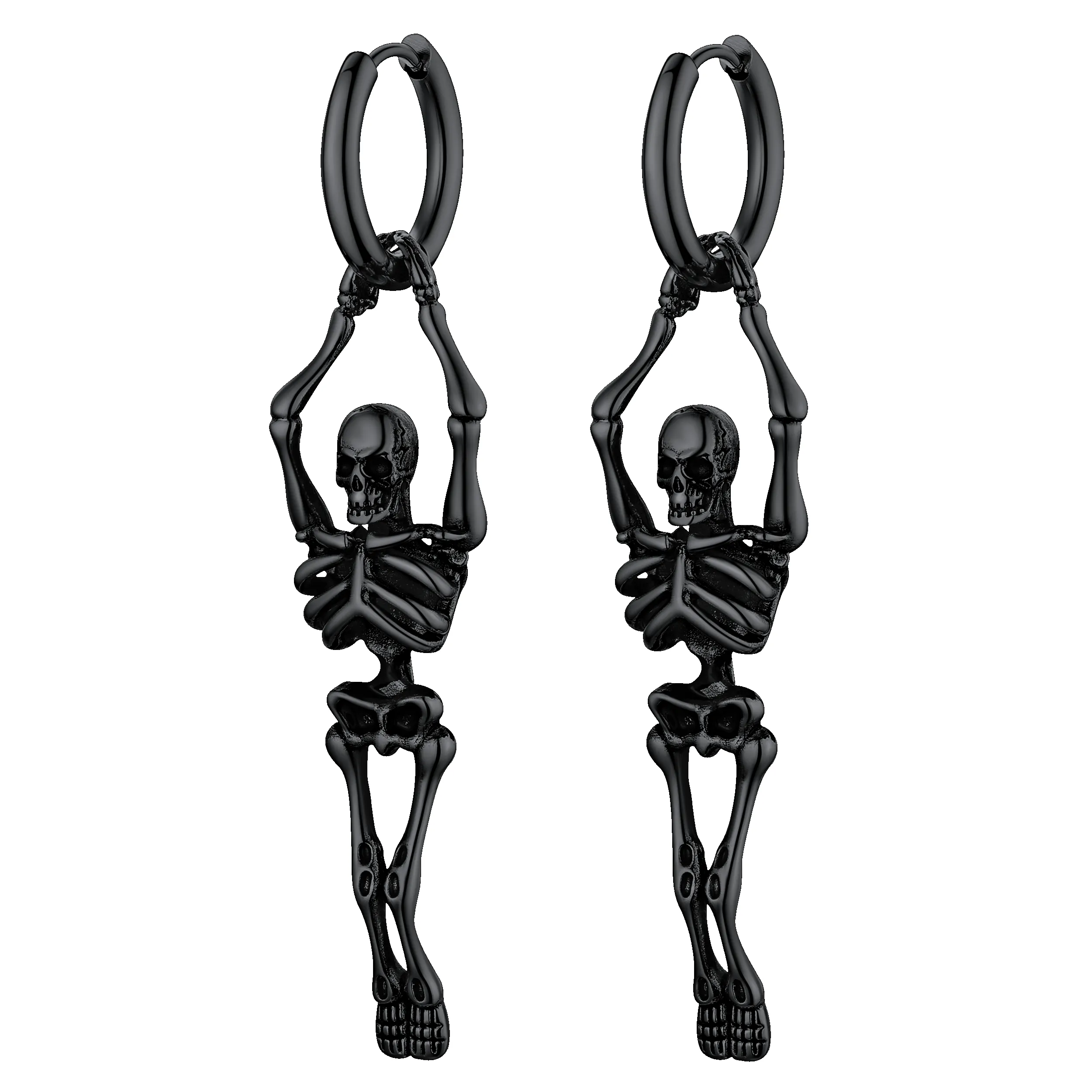 Gothic Skull Skeleton Dangle Hoop Earrings for Men sold by FaithHeart product image thumbnail 5