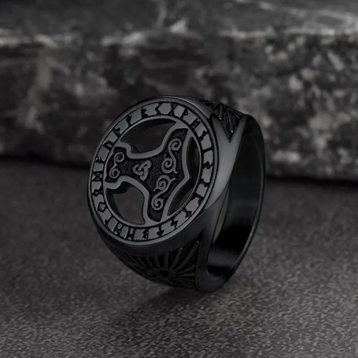 Viking Thor's Hammer Ring with Runes for Men sold by FaithHeart product image thumbnail 5