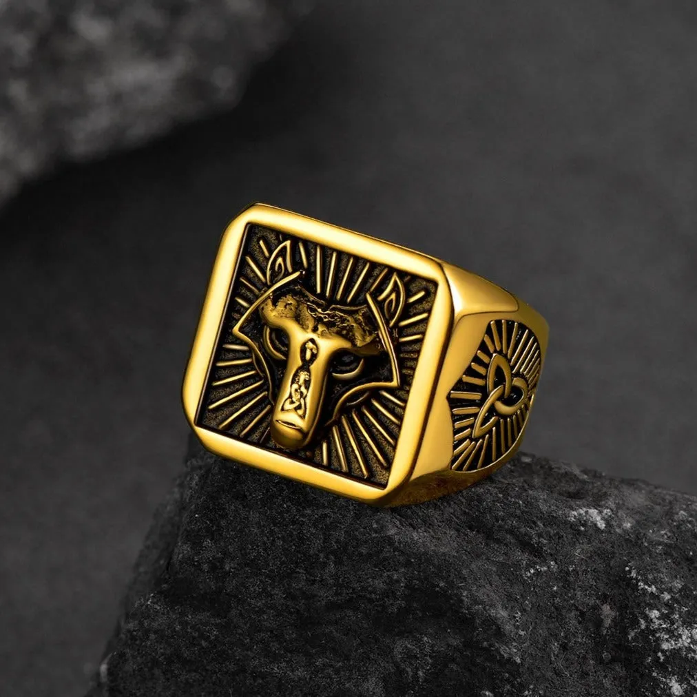 Norse Viking Wolf Signet Ring for Men sold by FaithHeart product image thumbnail 5