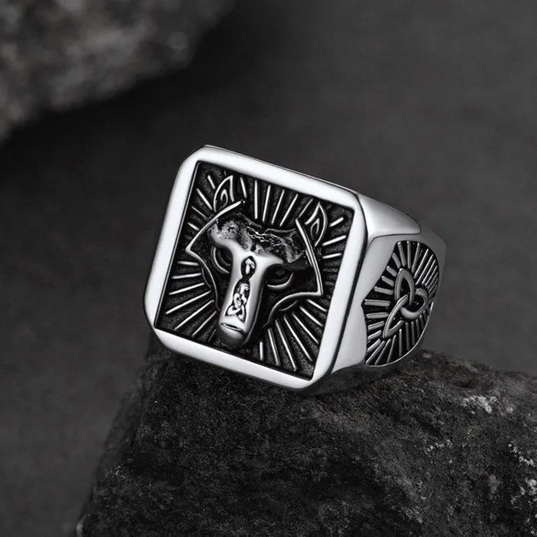 Norse Viking Wolf Signet Ring for Men sold by FaithHeart product image thumbnail 3