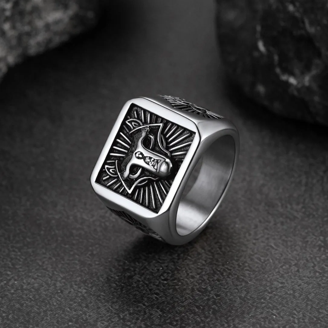 Norse Viking Wolf Signet Ring for Men sold by FaithHeart product image thumbnail 4