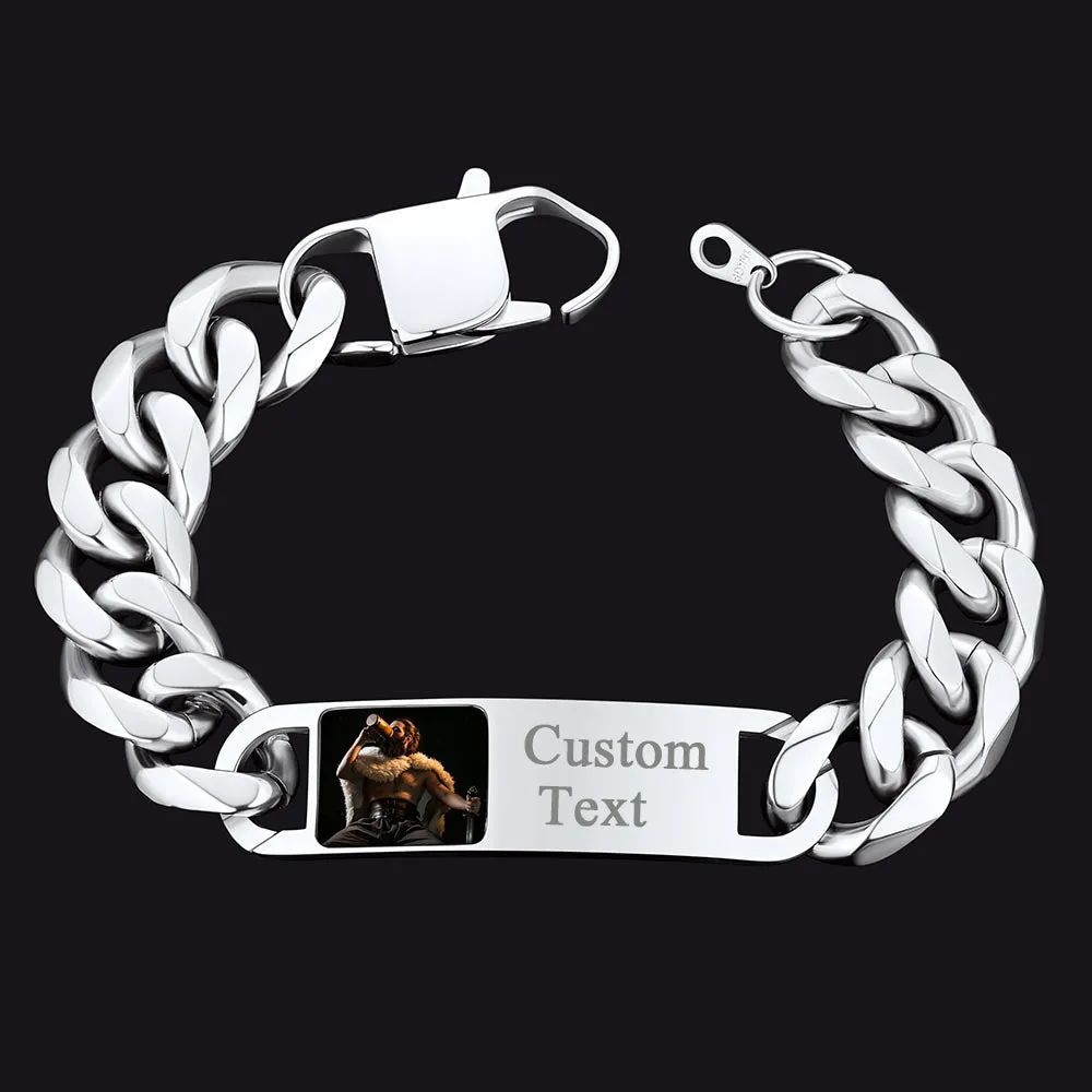 Customized Photo Cuban Chain Link Bracelet with Picture Gift for Men sold by FaithHeart