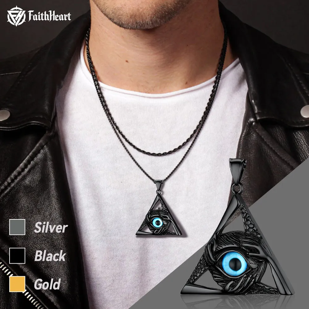 Triangle Third Evil Eye Necklace All-Seeing Pendant sold by FaithHeart product image thumbnail 2