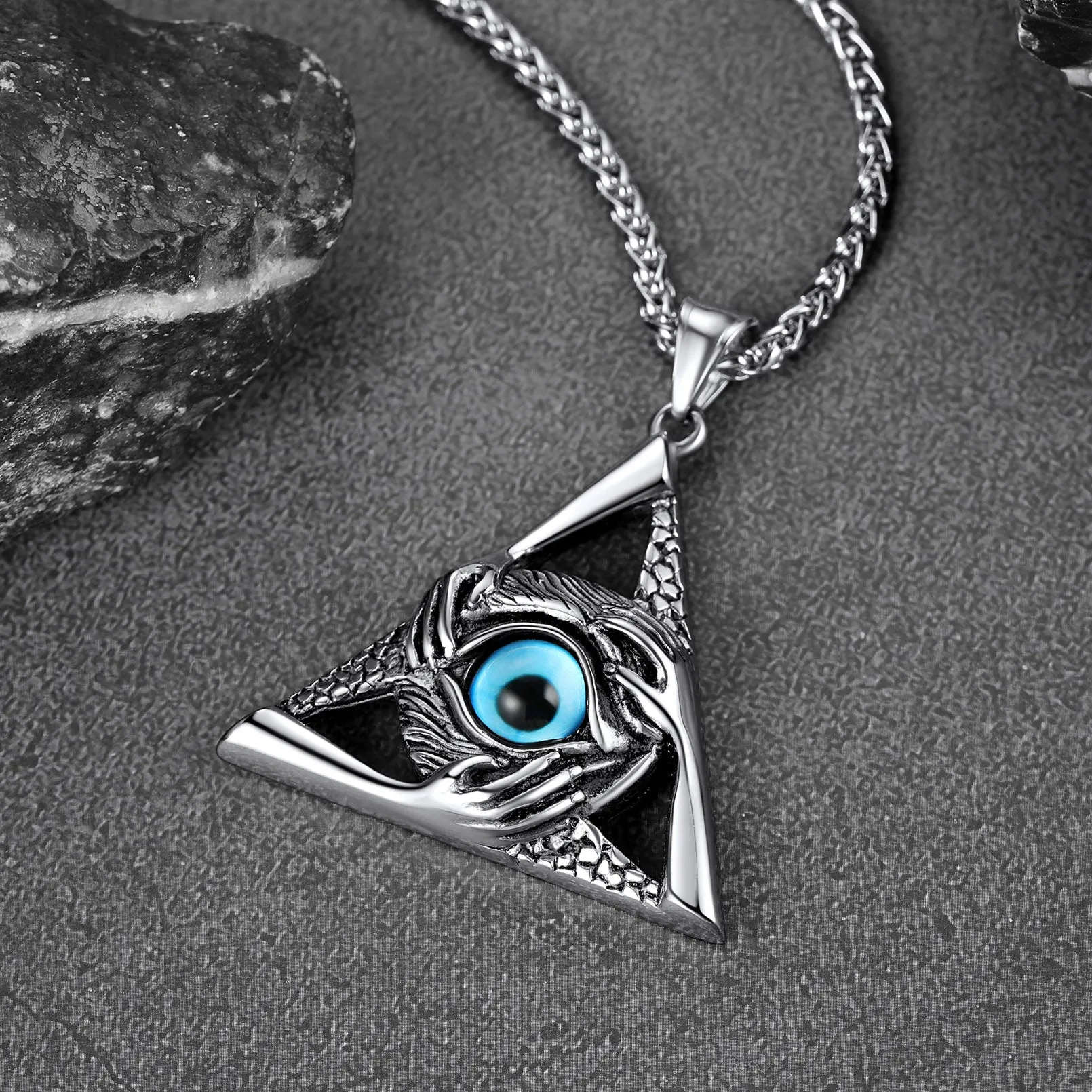 Triangle Third Evil Eye Necklace All-Seeing Pendant sold by FaithHeart product image thumbnail 5