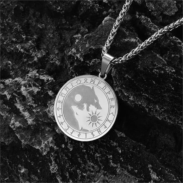 Viking Wolf Coin Necklace For Men With Runes sold by FaithHeart product image thumbnail 5