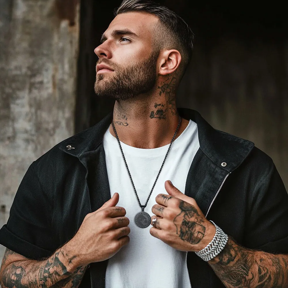 Viking Wolf Coin Necklace For Men With Runes sold by FaithHeart product image thumbnail 4