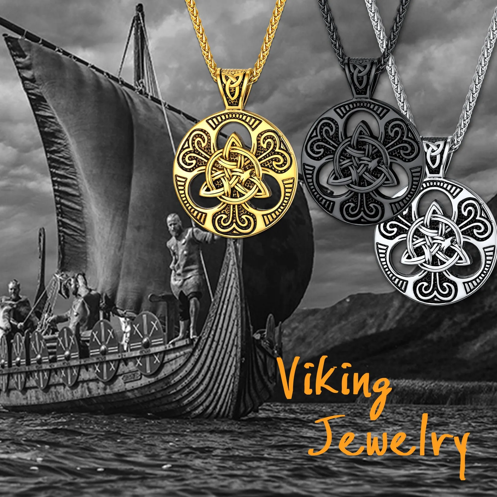 Vintage Celtic Trinity Knot Necklace Amulet Pendant for Men sold by FaithHeart product image thumbnail 4