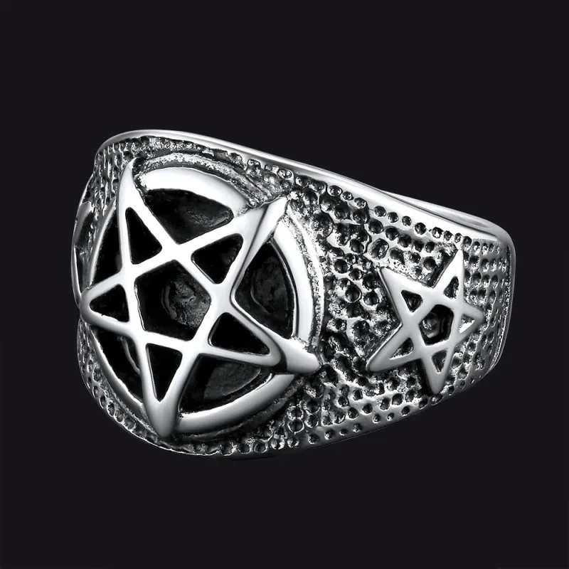 Vintage Pentagram Ring Stainless Steel Ring For Men sold by FaithHeart