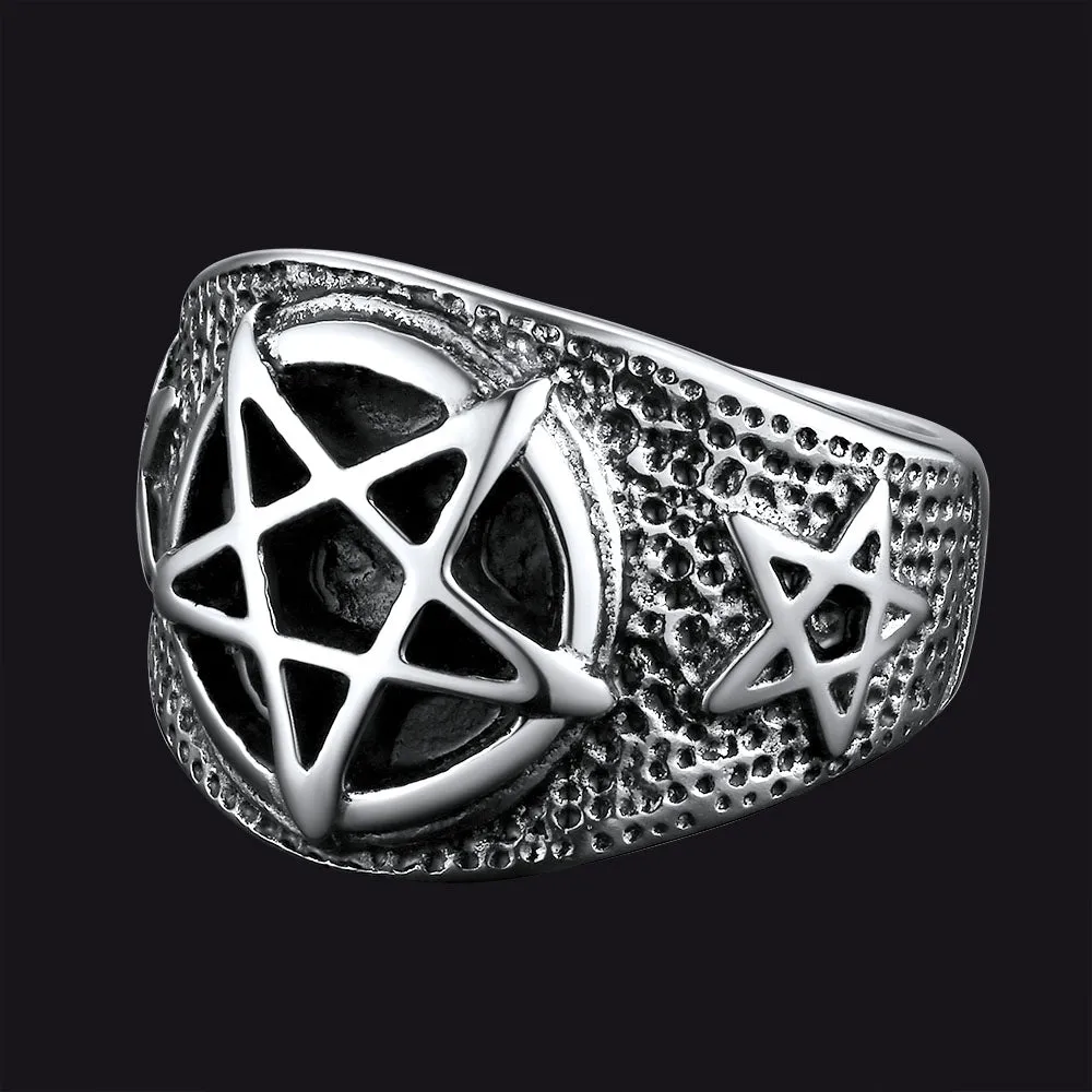 Vintage Pentagram Ring Stainless Steel Ring For Men sold by FaithHeart