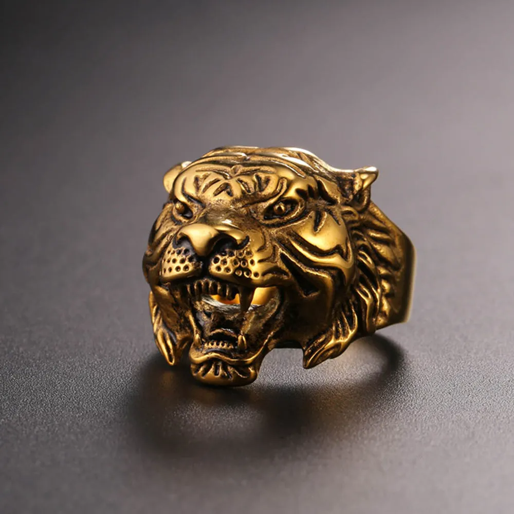 Punk Tiger Head Ring For Men sold by FaithHeart product image thumbnail 4