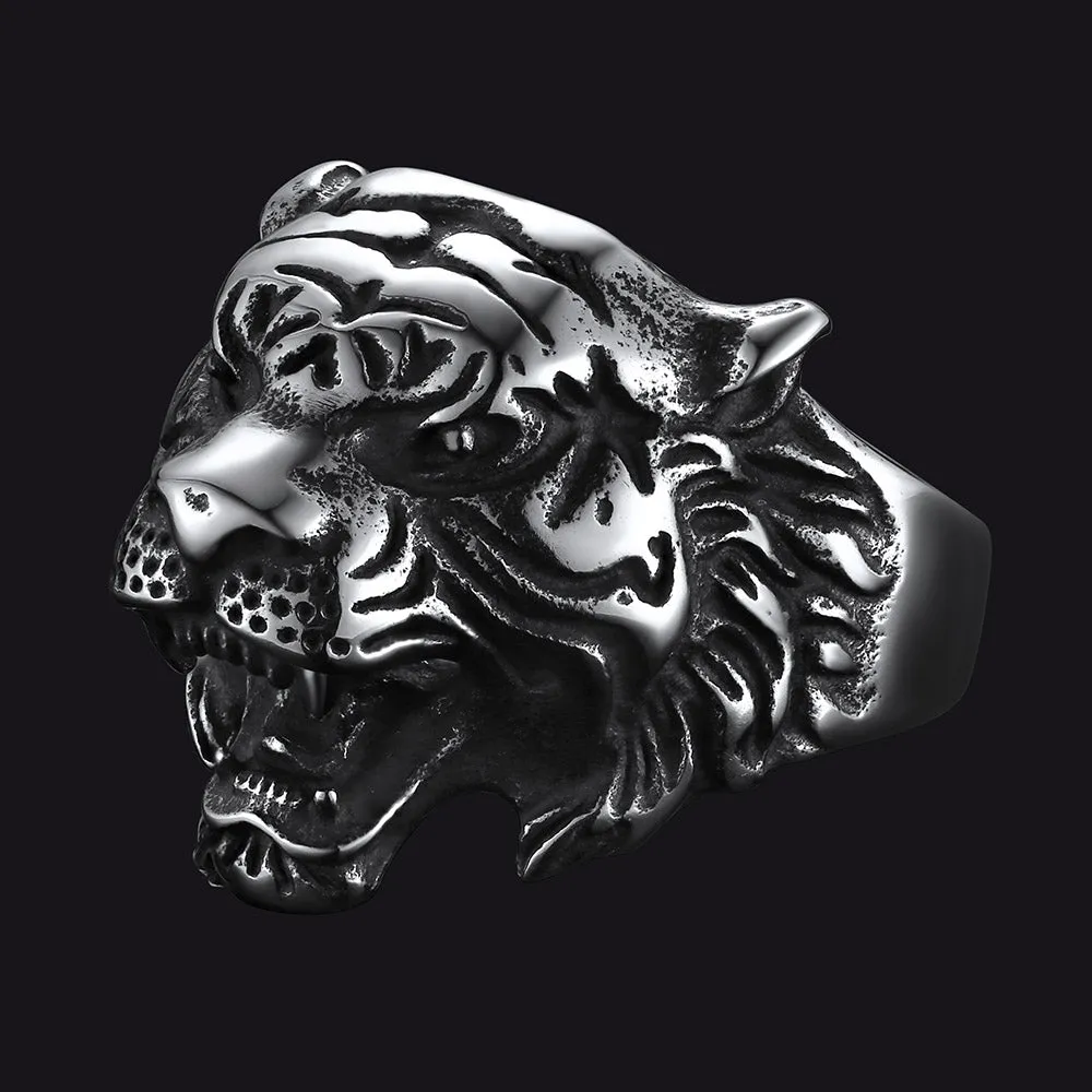 Punk Tiger Head Ring For Men sold by FaithHeart