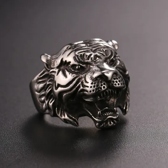 Punk Tiger Head Ring For Men sold by FaithHeart product image thumbnail 2