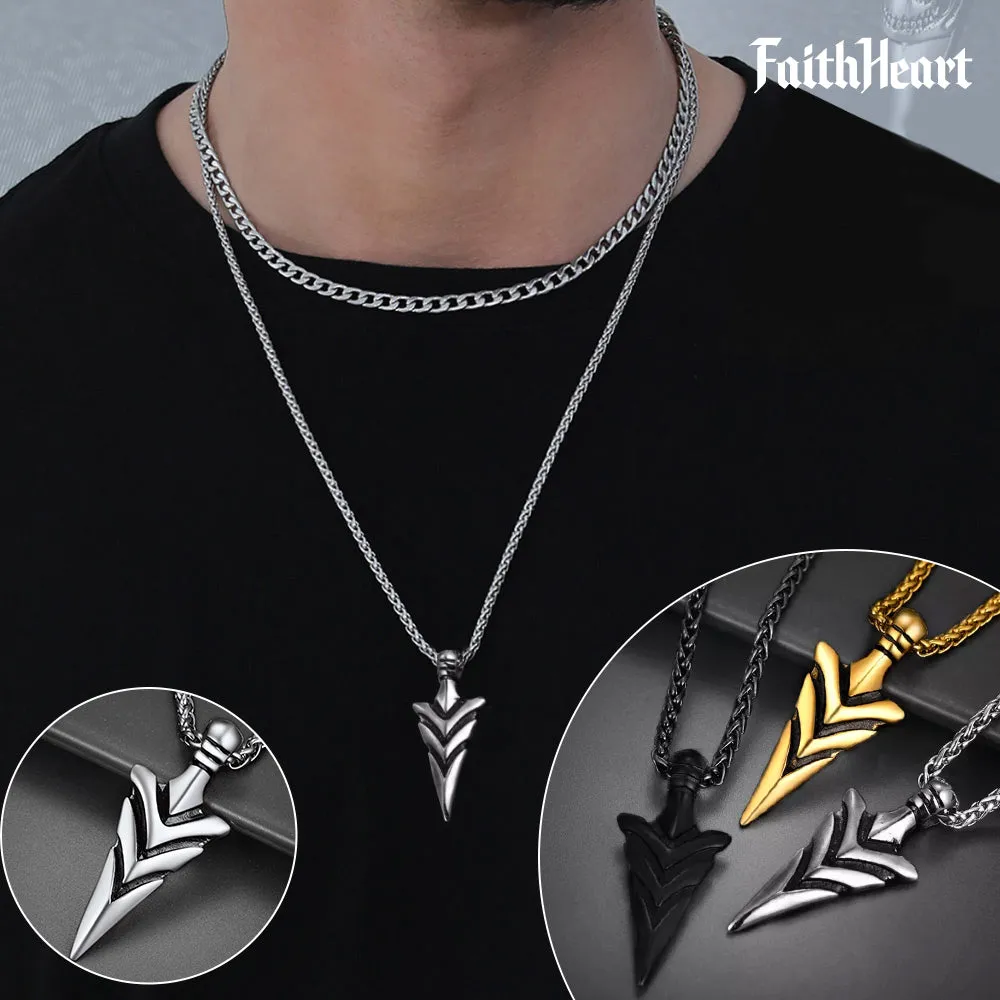 Vintage Spear Arrowhead Necklace Pendant For Men sold by FaithHeart product image thumbnail 3