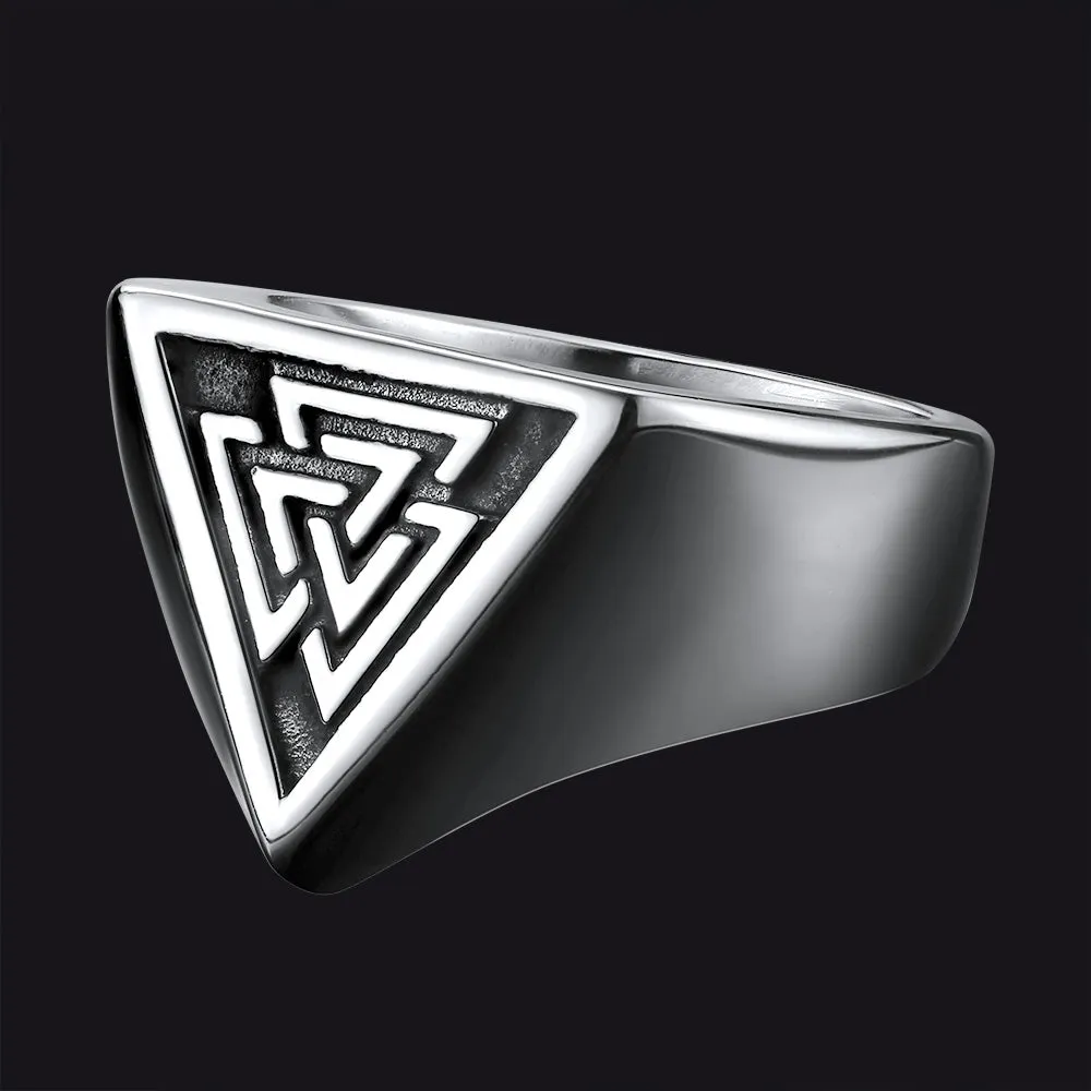 FaithHeart Stainless Steel Viking Valknut Signet Ring for Men sold by FaithHeart