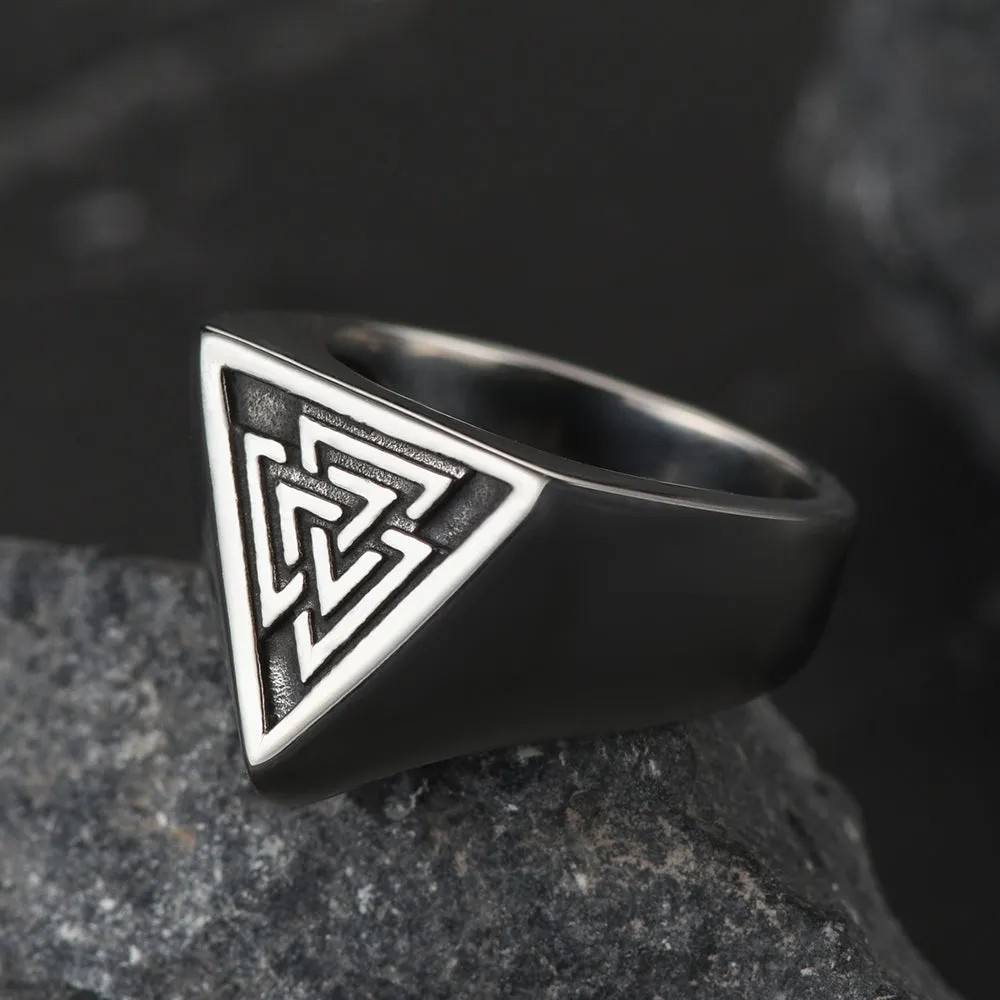FaithHeart Stainless Steel Viking Valknut Signet Ring for Men sold by FaithHeart product image thumbnail 2
