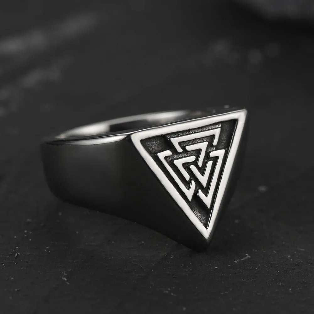 FaithHeart Stainless Steel Viking Valknut Signet Ring for Men sold by FaithHeart product image thumbnail 3