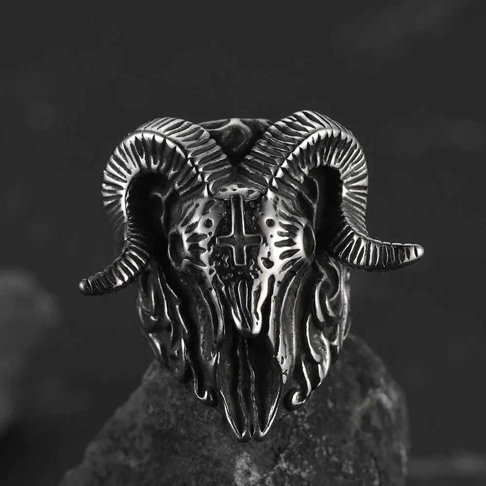 Faithheart Stainless Steel Satan Baphomet Goat Ring for Men sold by FaithHeart product image thumbnail 2