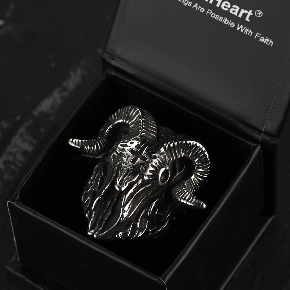 Faithheart Stainless Steel Satan Baphomet Goat Ring for Men sold by FaithHeart product image thumbnail 3