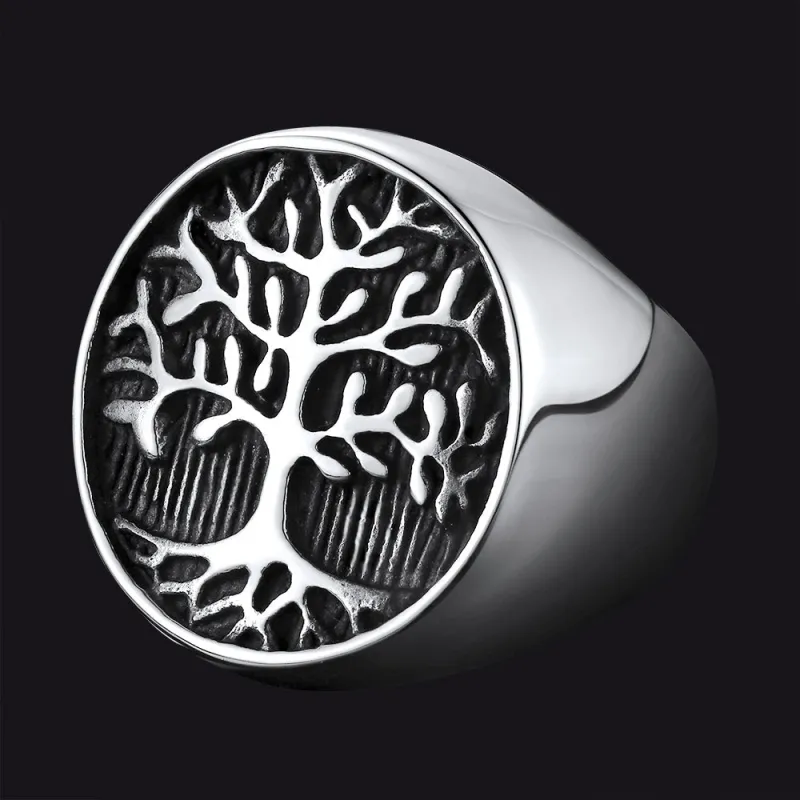 Vintage Tree of Life Signet Ring for Men sold by FaithHeart