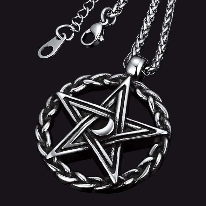 Vintage Pentagram Necklace Witch Necklace for Men sold by FaithHeart