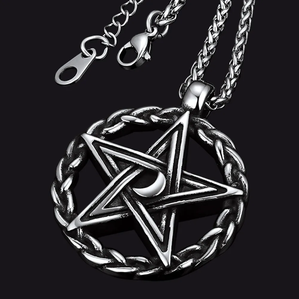 Vintage Pentagram Necklace Witch Necklace for Men sold by FaithHeart