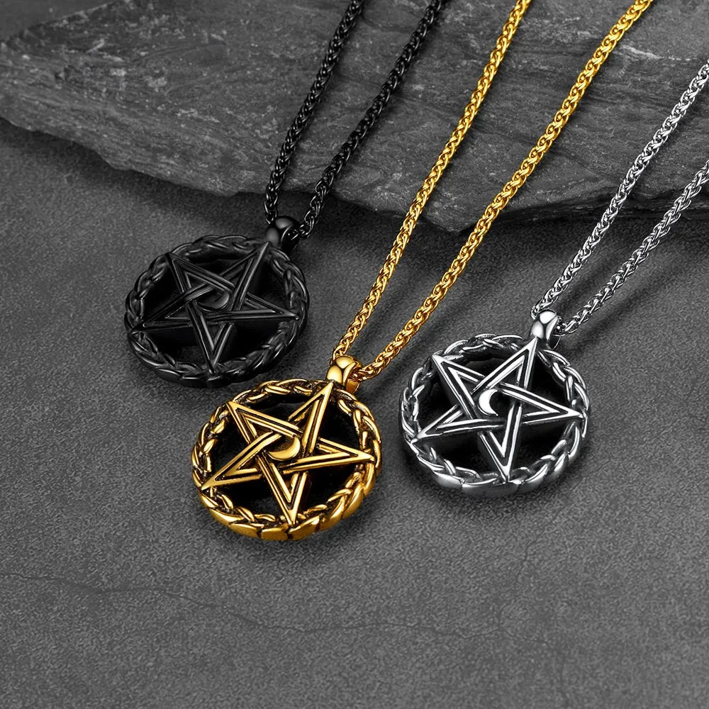 Vintage Pentagram Necklace Witch Necklace for Men sold by FaithHeart product image thumbnail 2