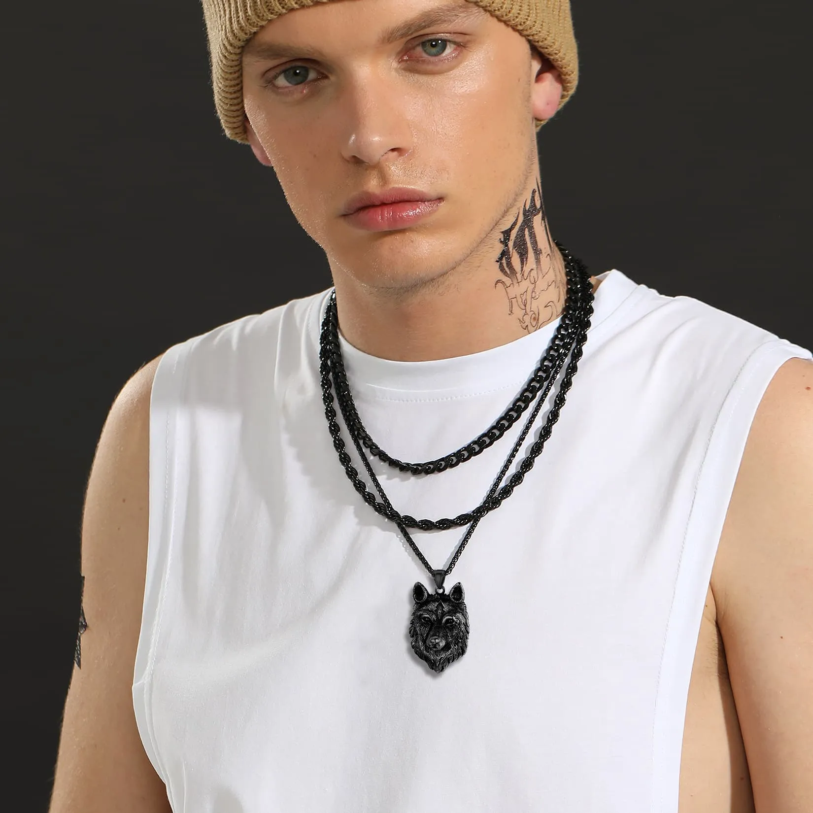 Viking Wild Wolf Pendant Necklace Norse Jewelry For Men sold by FaithHeart product image thumbnail 2