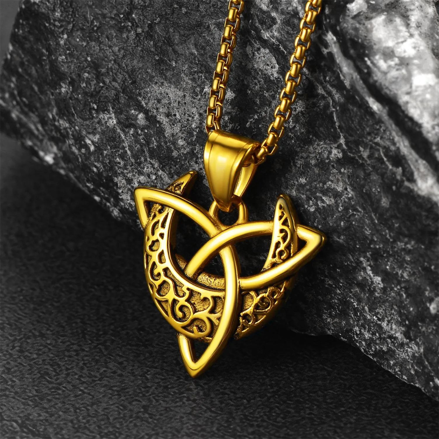 Celtic Knot Moon Goddess Necklace For Men sold by FaithHeart product image thumbnail 3
