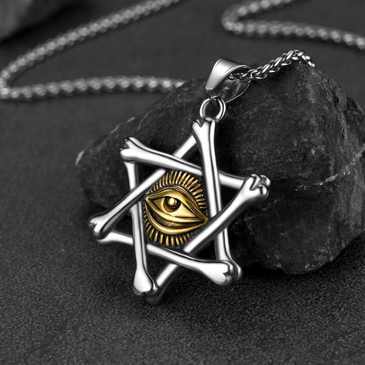 FaithHeart Vintage Star of David Necklace with Eye of God for Men sold by FaithHeart product image thumbnail 2
