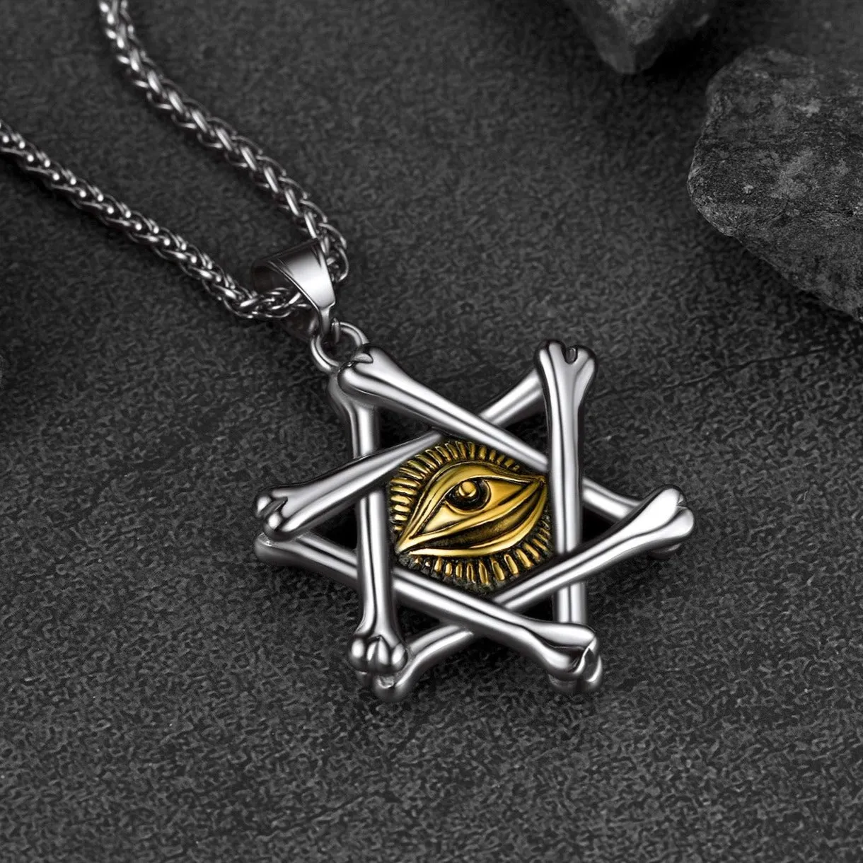 FaithHeart Vintage Star of David Necklace with Eye of God for Men sold by FaithHeart product image thumbnail 4