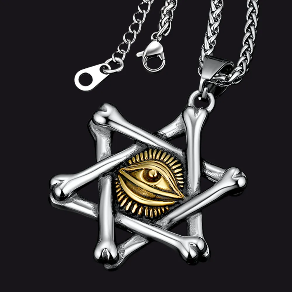 FaithHeart Vintage Star of David Necklace with Eye of God for Men sold by FaithHeart