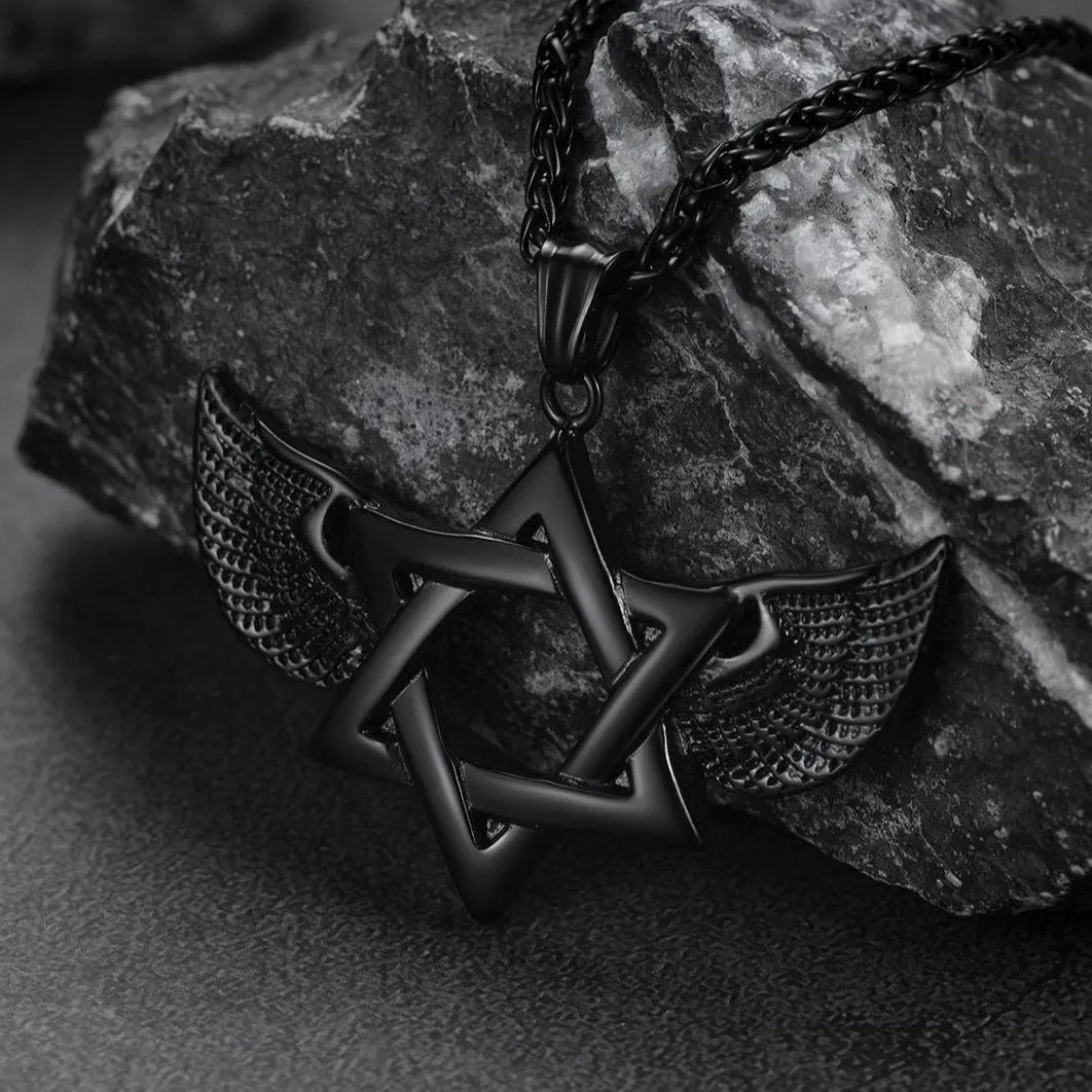 Flash Sale Jewish Star of David Necklace With Wing For Men sold by FaithHeart product image thumbnail 5