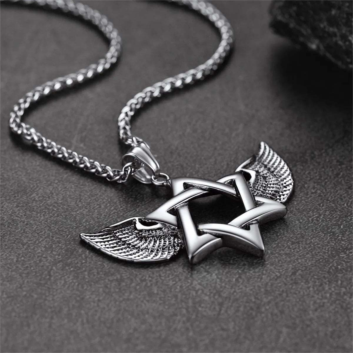 Flash Sale Jewish Star of David Necklace With Wing For Men sold by FaithHeart product image thumbnail 4