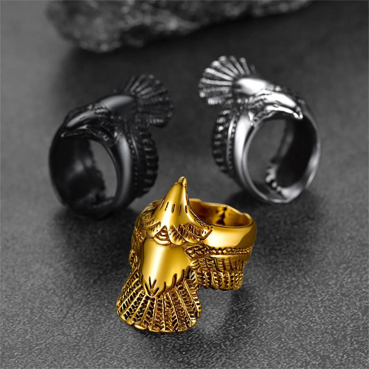 Vintage Retro Eagle Ring For Men Stainless Steel sold by FaithHeart product image thumbnail 3