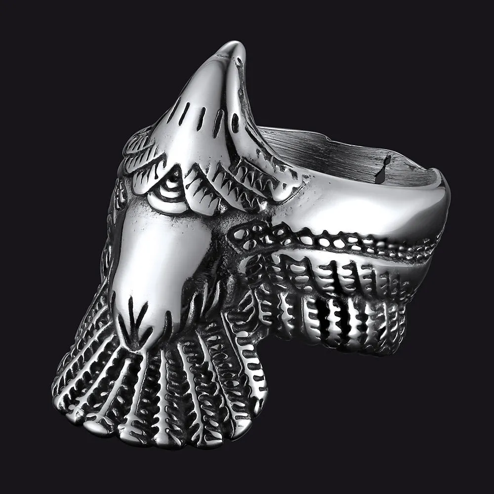 Vintage Retro Eagle Ring For Men Stainless Steel sold by FaithHeart
