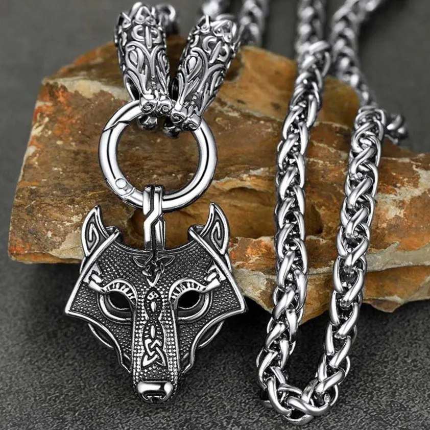 Viking Wolf Pendant Necklace With Wolf Rope Chain For Men sold by FaithHeart product image thumbnail 5