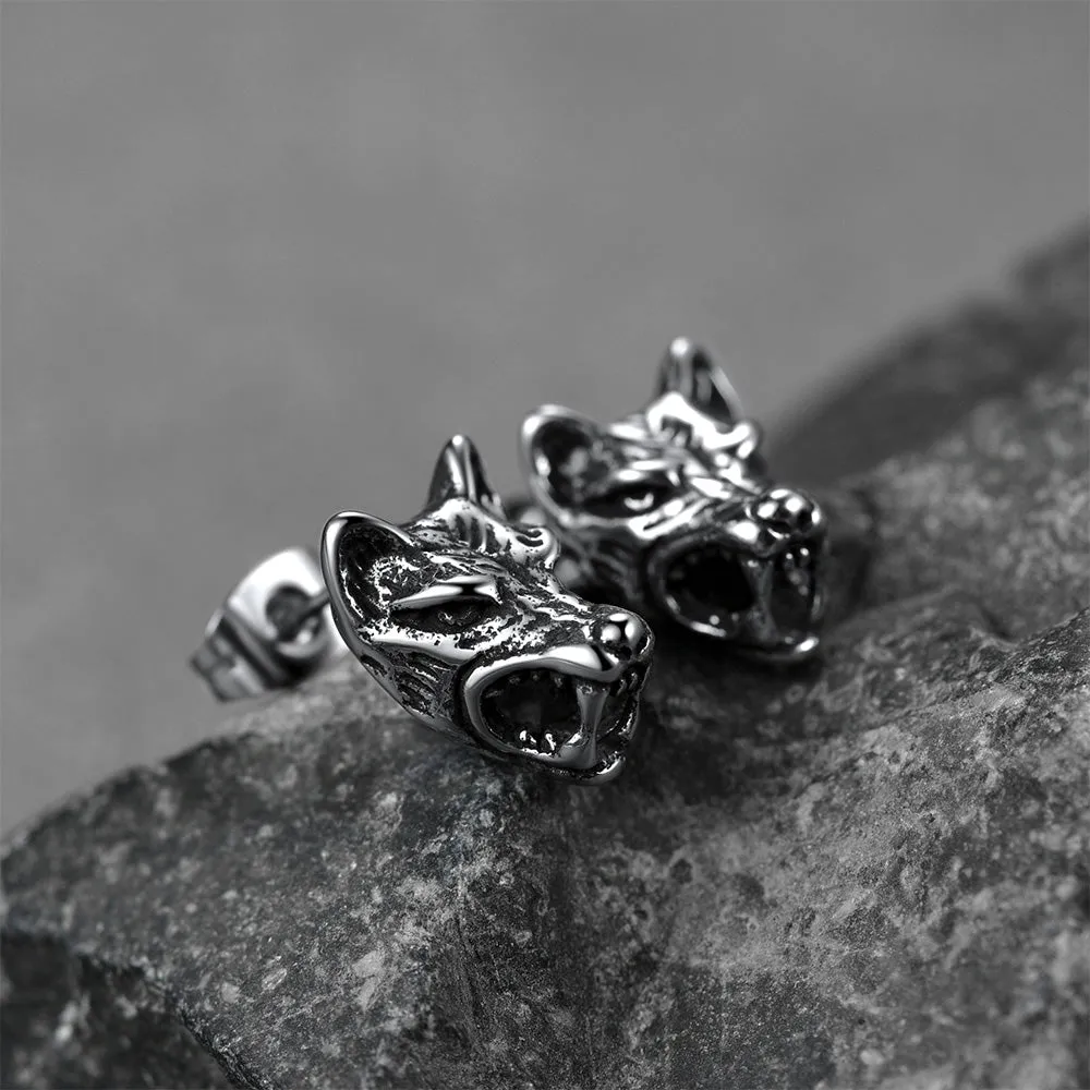 Viking Wolf Stud Earrings For Men sold by FaithHeart product image thumbnail 3