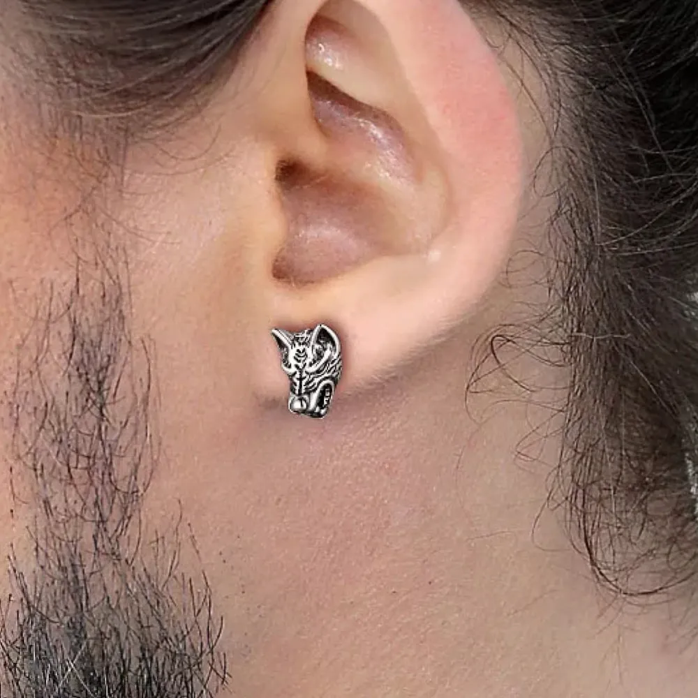 Viking Wolf Stud Earrings For Men sold by FaithHeart product image thumbnail 2