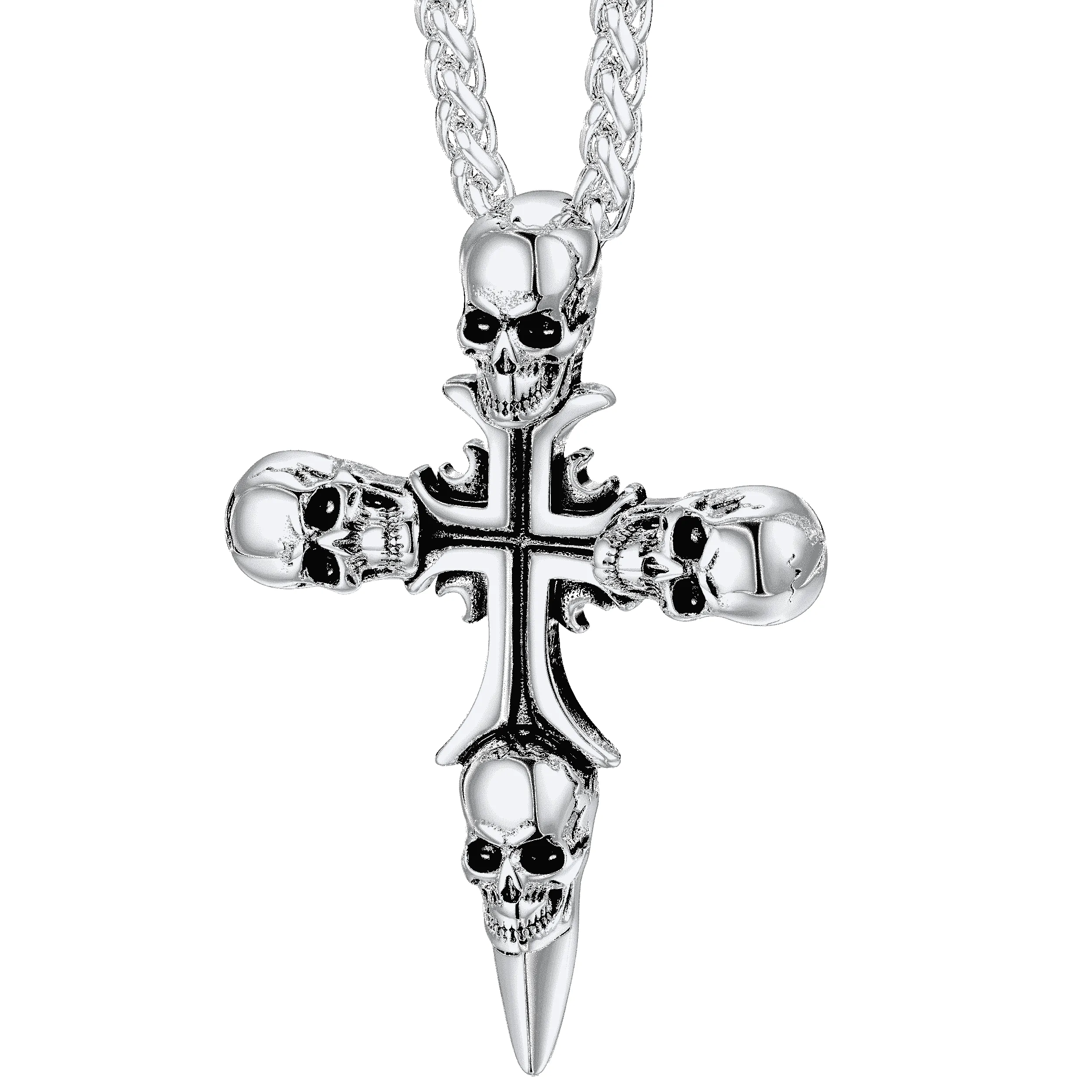 Vintage Skull Cross Necklace For Men Stainless Steel sold by FaithHeart