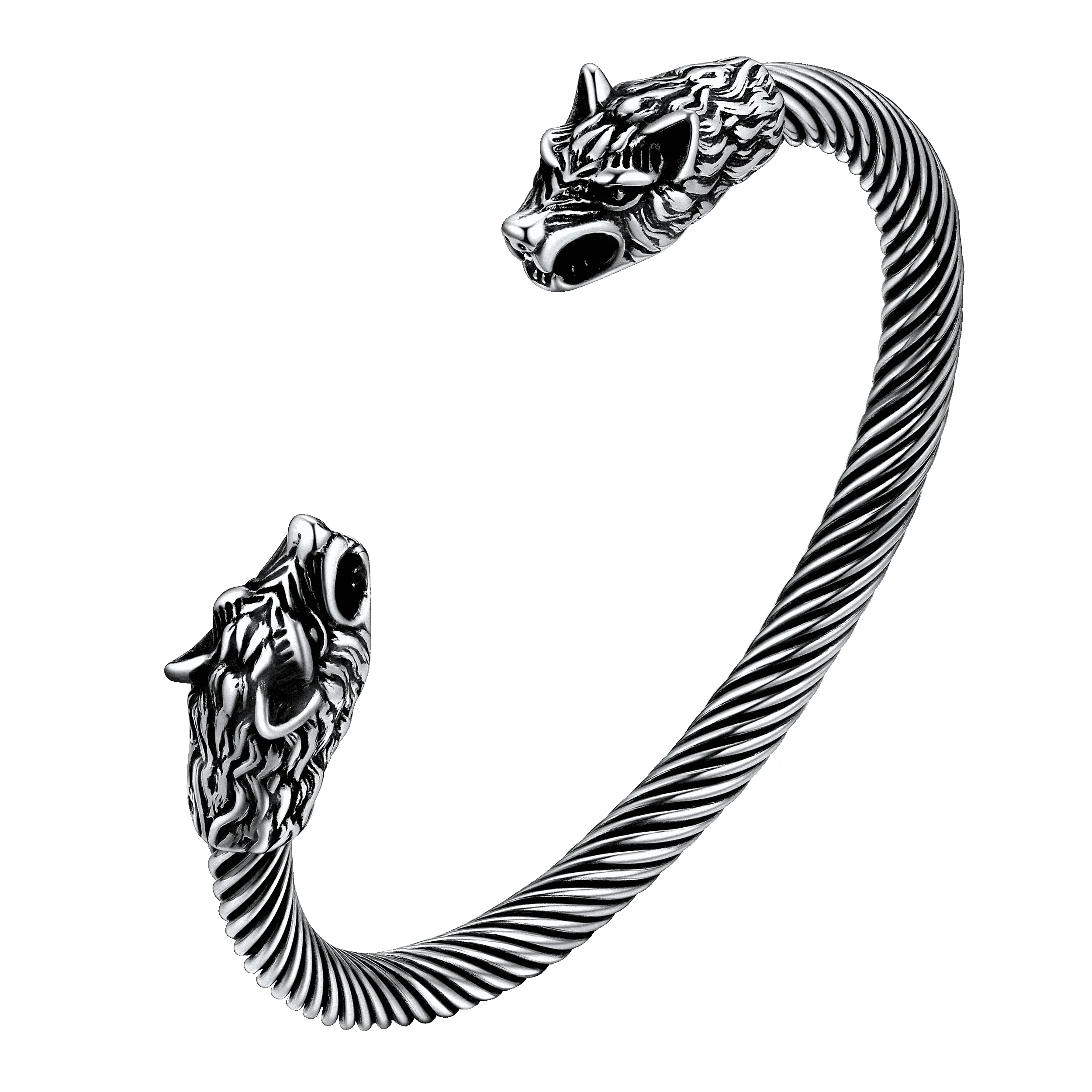 Viking Wolf Head Arm Ring Cuff Bracelet For Men sold by FaithHeart