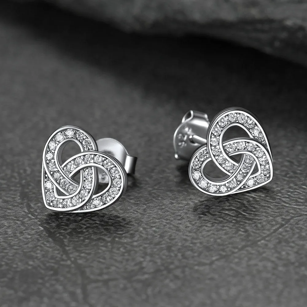 Zirconia Celtic Heart Stud Earrings for Women in Silver sold by FaithHeart product image thumbnail 5