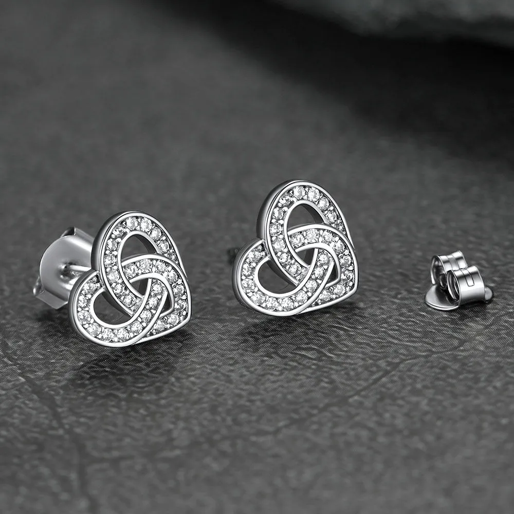 Zirconia Celtic Heart Stud Earrings for Women in Silver sold by FaithHeart product image thumbnail 4