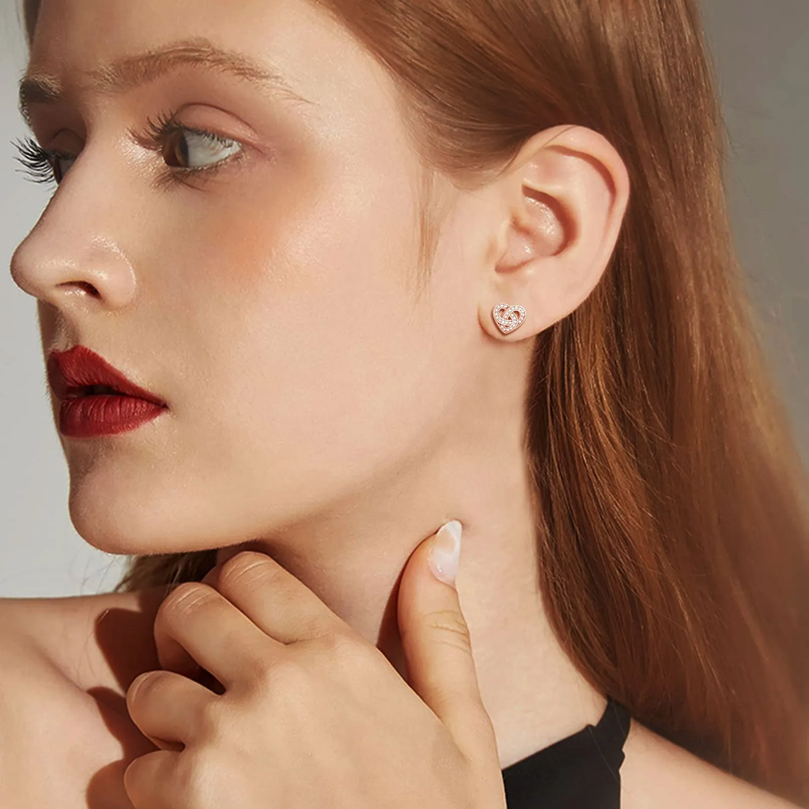 Zirconia Celtic Heart Stud Earrings for Women in Silver sold by FaithHeart product image thumbnail 3