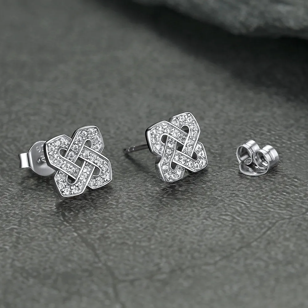 Cubic Zirconia Celtic Knot Earrings for Women in Silver sold by FaithHeart product image thumbnail 5