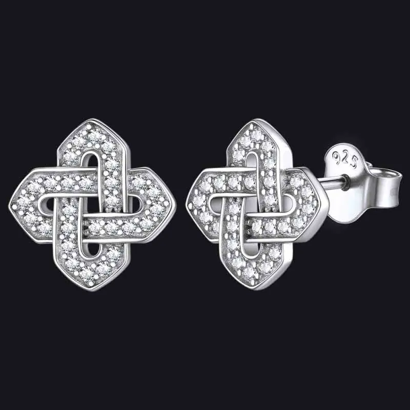 Cubic Zirconia Celtic Knot Earrings for Women in Silver sold by FaithHeart